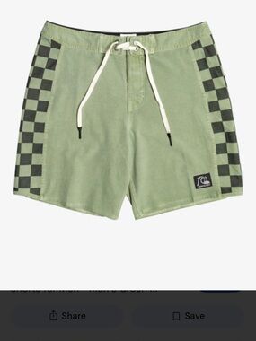 Quiksilver Olive Green Checkerboard Side Boardshorts